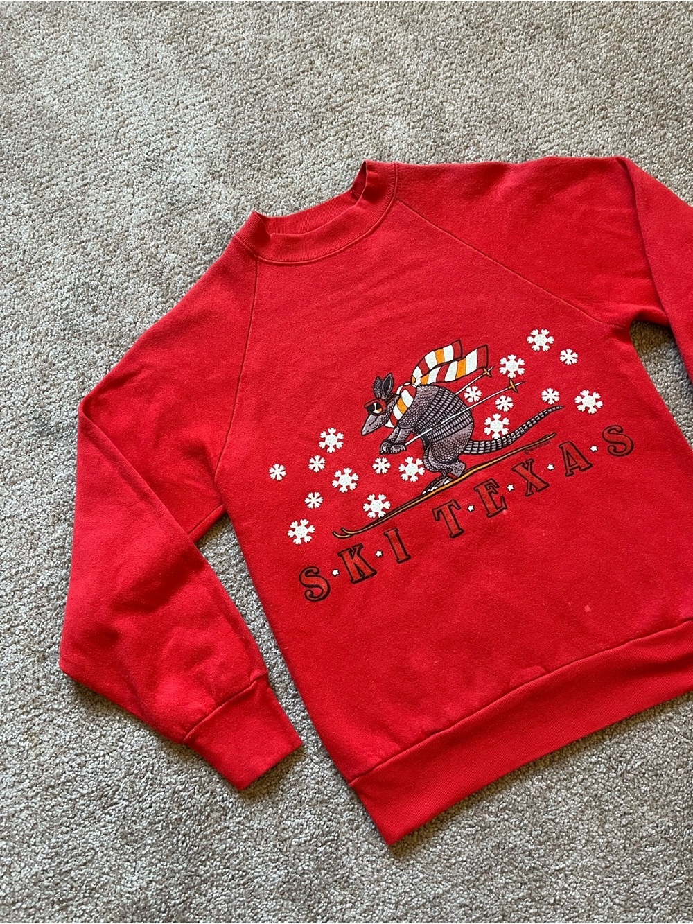 VTG 80’s Armadillo Ski Texas Red Crewneck Sweate - Picture 3 of 5